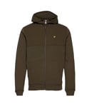 Lyle & Scott Mens Softshell Jersey Olive Green Zip Hoodie - Size Large