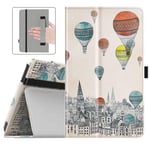 Dadanism Folio Case Fits All-New Amazon Kindle Fire 7 Tablet (9th Generation, 2019 Release Only), Premium PU Leather Lightweight Slim Shockproof Smart Stand Cover with Auto Wake/Sleep - City Balloon