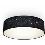 B.k.licht - plafonnier tissu noir avec décor étoile, éclairage plafond chambre, salon, salle à manger, 2 douilles E27 pour ampoules de 40W max, Ø38cm