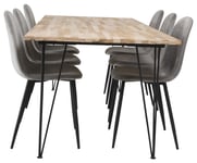 Venture Design Bali & Polar matgrupp Natur/grå 6 st stolar & bord 200 x 90 cm