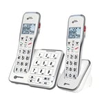 Geemarc Amplidect 595 Photo Twin - Loud Cordless Home Phone Set with Photo Memories, SOS Function and Large Buttons for Seniors - Medium to Severe Hearing Loss - Hearing Aid Compatible - UK version