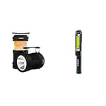 NEBO NE6908 Big Poppy Rechargeable Camping Lantern and Flashlight with Powerbank, Black & Big Larry 2 Pocket Work Light - Powerful LED Pen Inspection Flash Light, Black Torch