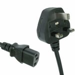 3 Pin UK Kettle Lead Power Cable Plug Cord For Laptops and Monitors