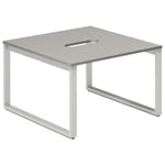 Skrivbord O-stativ startmodul 1200x600mm ljusgrå med silver underrede