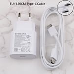 Câble blanc EU 150cm-Chargeur d'origine Samsung S21 S22 5G 25W, charge super rapide USB Type C PD PPS, charg