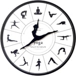 MLL Horloge Murale de Danse, Horloge Murale d'art de Cadre en métal foHome Yoga méditation, Horloge Murale Moderne MinimalisDancer Studio décoration, Horloge à Quartz silencieuse, 14in