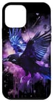 Coque pour iPhone 12 mini Corbeau bleu foncé dans l'espace nuit Tatouage gothique