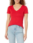 Tommy Hilfiger Women's V-Neck Tee T-Shirt, Scarlet, S