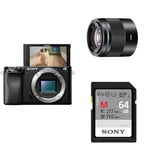 Sony Alpha 6100 | APS-C Mirrorless Camera + Portrait Creator kit including: E 50mm F1.8 OSS Lens, Memory Card and Flash