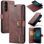 DG.MING Sony Xperia 1 VI Plånboksfodral med avtagbart skal, Red