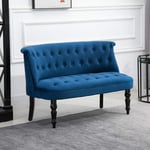 QIHANG-UK 2 Seater Velvet Sofa Couch, Vintage Loveseat Chesterfield Sofa with Wood Legs, Double Seat Buttoned Padded Settee Lounger for Living Room Home Office, Royal Blue