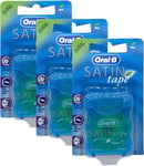 3 x Satin Tape 25m Dental Waxed Mint Floss Oral Care Clean Fresh Teeth