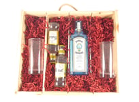 Bombay Sapphire Distilled Britvil Dry Gin with Hi Ball Glasses in Gift Box 70cls