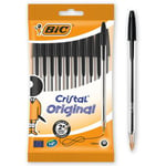 Bic Stylo bille à capuchon Cristal Original - pointe moyenne 1 mm noir lot de 10