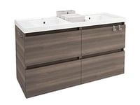 Bath + – Meuble 4 tiroir/ES 120 x 45 x 69 cm avec 2 lavabo Frêne