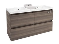 Bath + – Meuble 4 tiroir/ES 120 x 45 x 69 cm avec 2 lavabo Frêne