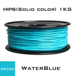 HIPS 1.75 Water Blue Nipseyteko filament pour impression 3D, consommable d'imprimante en plastique, couleur unie, haute qualité, 1.75mm diamètre, poids bobine 1kg