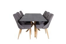 Venture Design Piazza & Leone matgrupp Grå/grå 6 st stolar & bord 180 x 90 cm