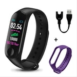 XSHIYQ Smart Bracelet Heart Rate Blood Pressure Health Waterproof Smart Watch Bluetooth Watch Wristband Fitness Tracker 19 * 11mm Black Purple