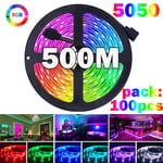 500M LED Strip Lights 5050 RGB Colour Changing Tape Cabinet Kitchen TV Lighting