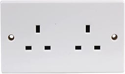 Merriway BH05887 Unswitched Double Electric Socket 13 Amp 2-Gang-White