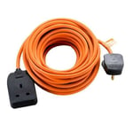 Masterplug Heavy Duty Outdoor Electrical Plug Socket 10m Extension Lead - Orange
