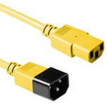 ACT AK5426 Rallonge de câble d'alimentation IEC mâle vers Femelle 3 Broches Jaune 0,6 m C13 vers C14 0,3 m