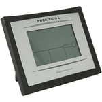 Precision Silver LCD Radio Controlled Alarm Clock, Black