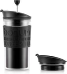 BODUM K11102-01 Travel Press Set Coffee Maker with Extra Lid, 0.35 L/12 Oz - Bla