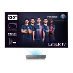 Pack Vidéoprojecteur Hisense Laser TV 120L5HA Blanc et Gris + console ultra courte focale + écran ALR Fresnel 120"