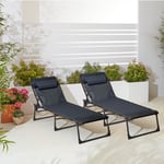 Two Outdoor Folding Sun Loungers