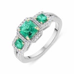 Platinum 1.2ct Emerald and Diamond Ring