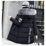 Pufferjacka för kvinnor Lång vinterjacka Normal Fit Warm Basic Casual Jacka Svart Black XL