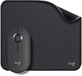 Logitech M350 Pebble Souris sans Fil, Bluetooth avec Mini Récepteur USB, Souris pour PC Noir + Mouse Pad Noir, Tapis de Souris noirPC, Résistant aux Eclaboussures, Durable, PC/Mac