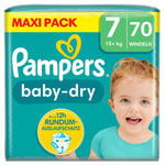 Pampers Baby-Dry vaipat, koko 7, 15+ kg, Maxi Pack (1 x 70 vaippaa).