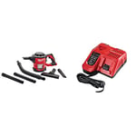 Milwaukee 4933459204 M18 CV-0 Compact Hand Vac 18V Bare Unit, 18 V, red & M12-18FC M12-M18 Multi Fast Charger, 230 V, One size
