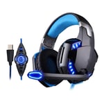 Fashion Bluetooth Earphone, Gaming Headset Headset, with Stereo Surround Sound Noise Canceling Mic, Works on PC PS4 Xbox (Color : Blue)