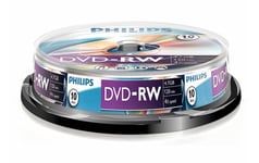 10 Philips DVD-RW RE-WRITABLE DVD's 10 Pack Spindle Blank DVD Discs