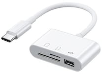 USB-C 3i1 Hub - SD/Micro SD/USB-A - Hvid