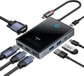 Hub Avec 4 Affichage, Dock Type C Avec 2 Hdmi 4K, Displayport 120Hz, Vga, 100W Pd, Ports 5 Gbps Usb-A 3.0 & Usb-C 3.0, Station D'Accueil Pour Dell/Hp/Lenovo/Macbook/Steam Deck