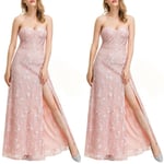 Women Elegant Tube Top Sleeveless Dress Lace As Pics S