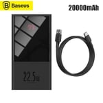 Baseus Power Bank 20000mAh USB C PD Charge rapide Powerbank Power Delivery Chargeur de batterie - écran LED - Double port - noir