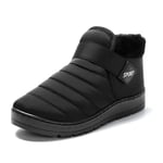 JOMIX Bottes de Neige Homme Chaussons Bottines Hiver Chaussures Fourrées Chaudes Boots pour Intérieur et Extérieur (Noir, 45)