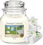 Yankee Candle Scented Candle, Clean Cotton Medium Jar Candle, Long Burning Candl