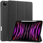 EIDERWOOD iPad Air 13" (2025 / 2024) Tri-fold Konst Läder Fodral med Apple Pencil Hållare - Svart