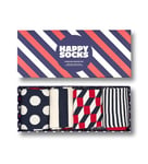 Happy Socks, 4-Pack Gift Box Crew Socks, Classic Navy Socks Gift Set for Men and Women, Size 36-40