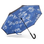 totes Parapluie InBrella à fermeture inversée, Nuages, Taille unique, Inbrella Parapluie à fermeture automatique inversée avec crochet en J, résistant au vent et à la pluie