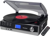 SUNSTECH único PXR23 Tourne-Disque en Vinyle avec Bluetooth, USB et Tuner Radio FM, 2 Haut-parleurs intégrés (10 W), Noir