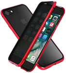 Anti-peep Magnetic Case for iPhone SE/iPhone 7/8 cover Magnetic Adsorption Metal Frame Cover Privacy Double Sided Tempered Glass Screen Protector 360 Degrees Protection Case Anti-Spy Cover,Red