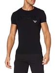 Emporio Armani Underwear Men's Essential Megalogo Crew Neck T-Shirt Pyjama Top, Black, XL